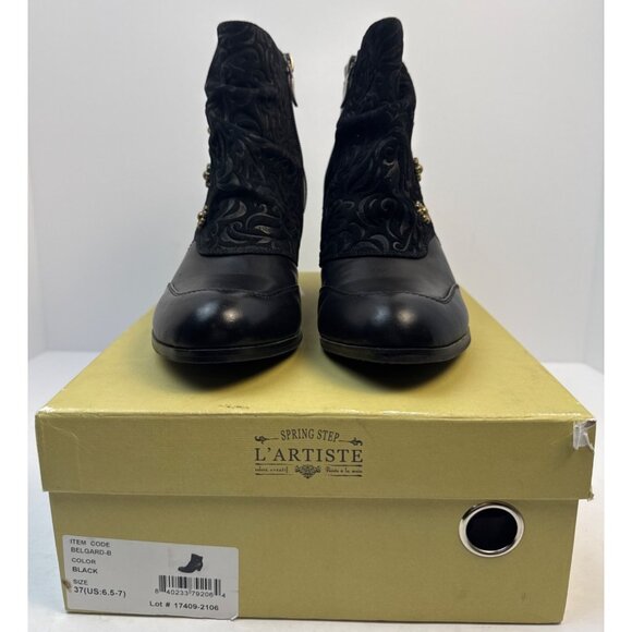 L'Artiste by Spring Step Women Belgard Black Leather Ankle Bootie Size 37 - Picture 11 of 11